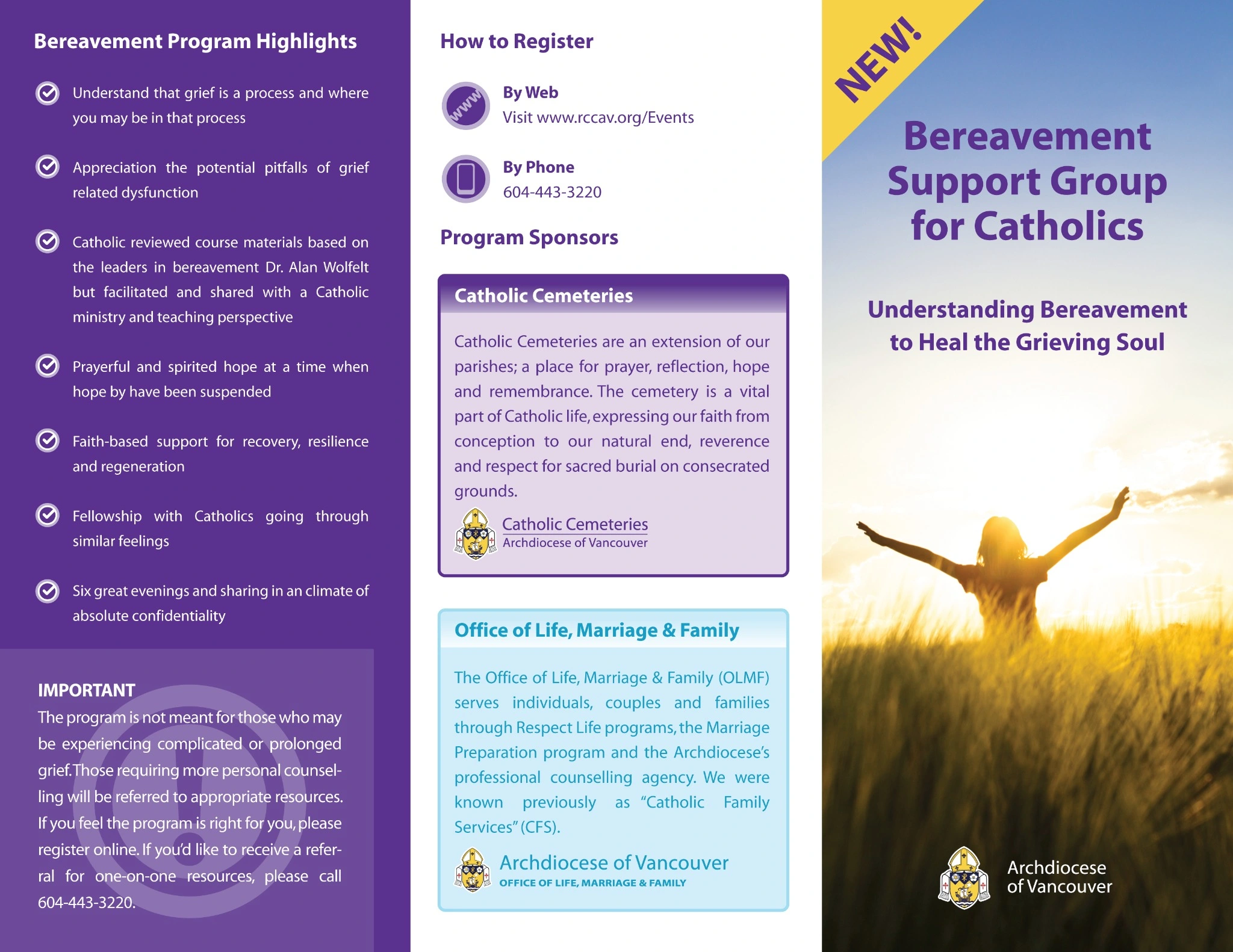 Archdiocese of Vancouver — bereavement support brochure