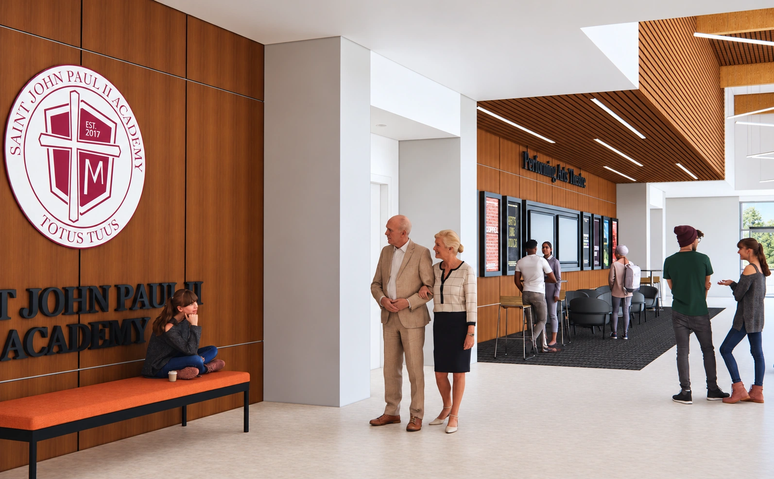 Saint John Paul II Academy entrance rendering