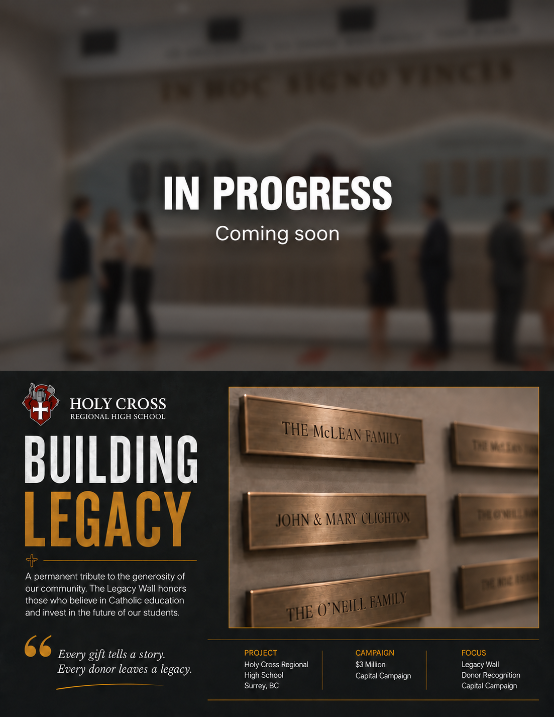 Legacy donor recognition project — in progress, coming soon