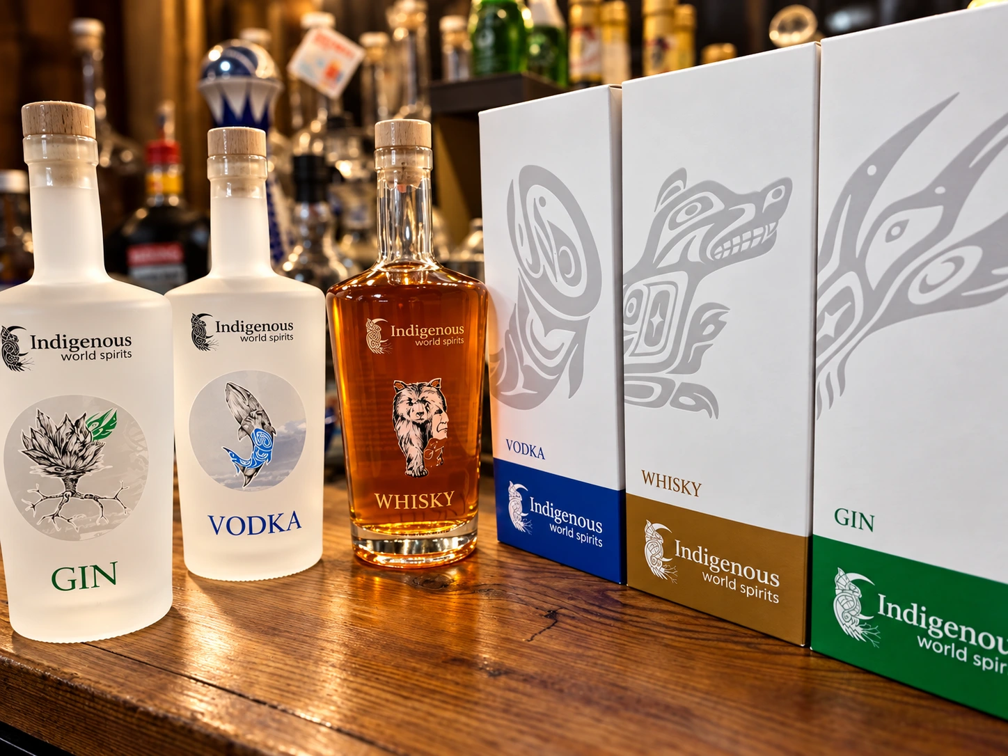 Indigenous World Spirits bottles and packaging